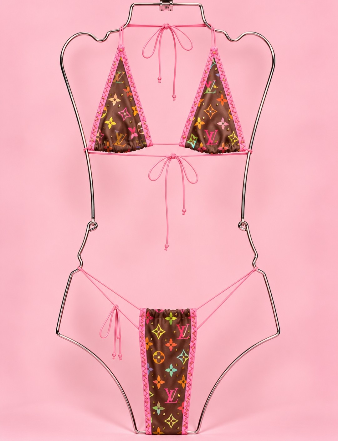 Brown and Pink LV Bikinni